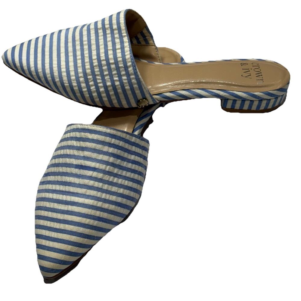 Crown & Ivy Textile Slip On Blue‎ and White Stripe Loafer Shoes Women's 6M - Picture 4 of 5